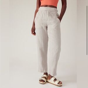 Athleta Voyager Linen Straight Leg Pant Beige